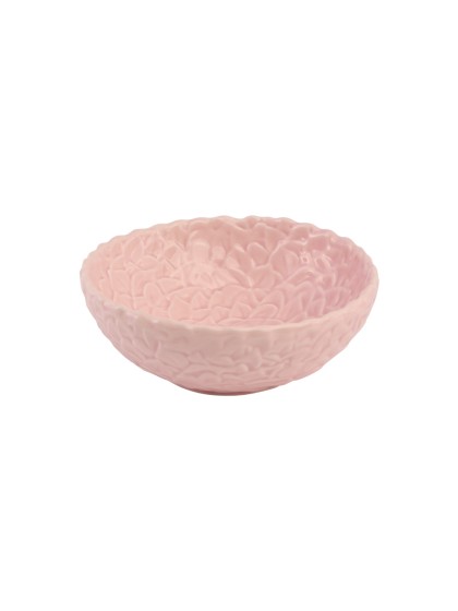 FAIRY POND EMBOSSED PINK FLOWER CERAMIC BOWL DIA 13CM X 5CM 