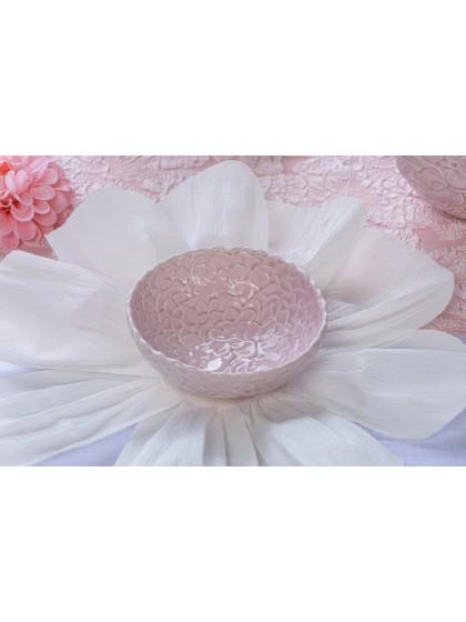 COUPELLE CERAMIQUE RELIEF FLEUR ROSE FAIRY POND DIA 13CM X 5CM
