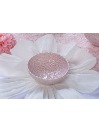 FAIRY POND EMBOSSED PINK FLOWER CERAMIC BOWL DIA 13CM X 5CM 