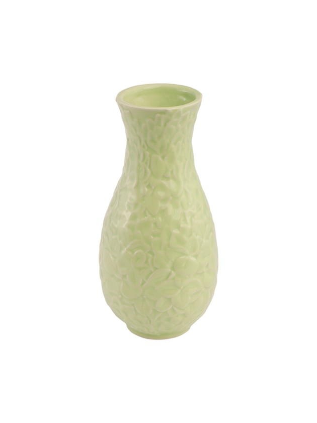 VASE CERAMIQUE RELIEF FLEUR VERTE FAIRY POND DIA 8.5CM X 18CM