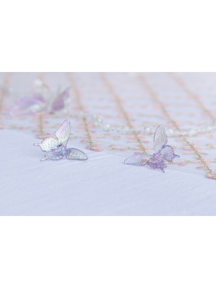 SET 10 IRIDESCENT PARMA ACRYL BUTTERFLIES 4CM X 3.5CM X 1.3CM