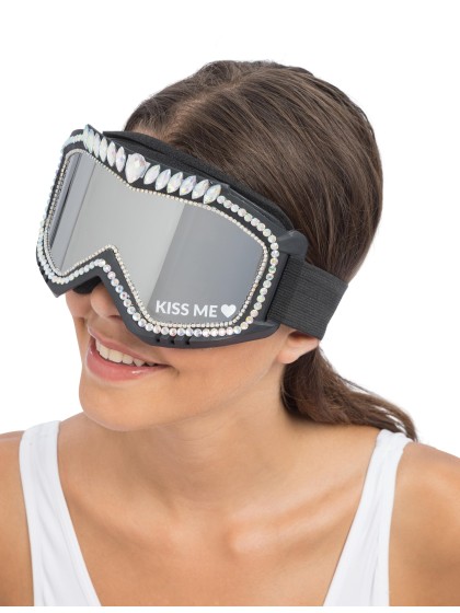 SILVER STRASS KISS ME SKI GOGGLES 19.5CM X 11CM
