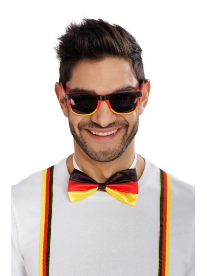 GERMANY SUPPORTER 3PCS SET SUSPENDERS 2.5CM X 0.5CM X 100CM BOW TIE 13CM X 1.5CM X 7CM GLASSES 14.5CM X 4.5CM