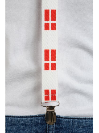 DENMARK SUPPORTER 3PCS SET SUSPENDERS 2.5CM X 0.5CM X 100CM BOW TIE 13CM X 1.5CM X 7CM GLASSES 14.5CM X 4.5CM