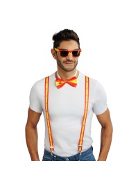 SPAIN SUPPORTER 3PCS SET SUSPENDERS 2.5CM X 0.5CM X 100CM BOW TIE 13CM X 1.5CM X 7CM GLASSES 14.5CM X 4.5CM