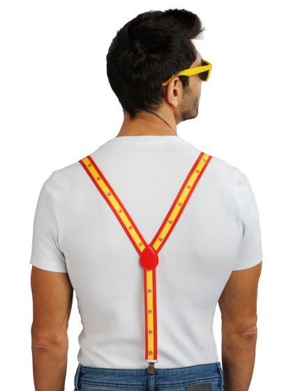 SPAIN SUPPORTER 3PCS SET SUSPENDERS 2.5CM X 0.5CM X 100CM BOW TIE 13CM X 1.5CM X 7CM GLASSES 14.5CM X 4.5CM