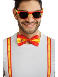 SPAIN SUPPORTER 3PCS SET SUSPENDERS 2.5CM X 0.5CM X 100CM BOW TIE 13CM X 1.5CM X 7CM GLASSES 14.5CM X 4.5CM
