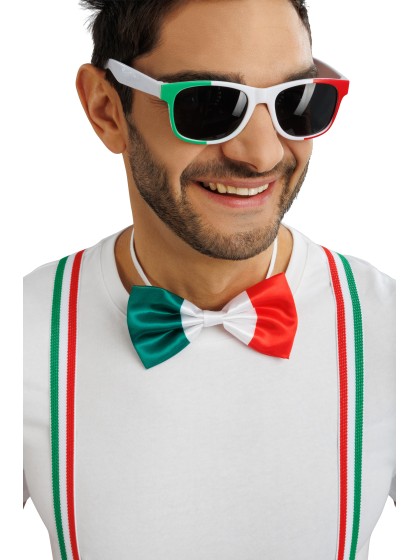 ITALY SUPPORTER 3PCS SET SUSPENDERS 2.5CM X 0.5CM X 100CM BOW TIE 13CM X 1.5CM X 7CM GLASSES 14.5CM X 4.5CM