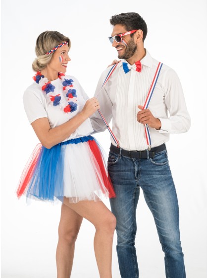 KIT SUPPORTER 3 PCS FRANCE BRETELLES: 2.5CM X 0.5CM X 100CM
NOEUD PAPILLON: 13CM X 1.5CM X 7CM
LUNETTES: 14.5CM X 4.5CM