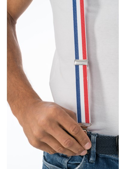 FRANCE SUPPORTER 3PCS SET SUSPENDERS 2.5CM X 0.5CM X 100CM BOW TIE 13CM X 1.5CM X 7CM GLASSES 14.5CM X 4.5CM