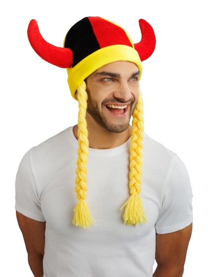 CASQUE TISSUS CORNES ET TRESSES SUPPORTER ALLEMAGNE 34CM X 4.5CM X 56CM