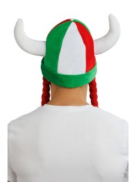 CASQUE TISSUS CORNES ET TRESSES SUPPORTER VERT BLANC ROUGE 34CM X 4.5CM X 56CM