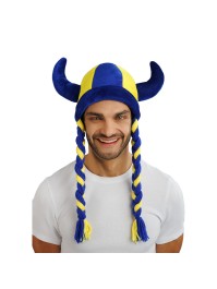 CASQUE TISSUS CORNES ET TRESSES SUPPORTER BLEU ET JAUNE 34CM X 4.5CM X 56CM