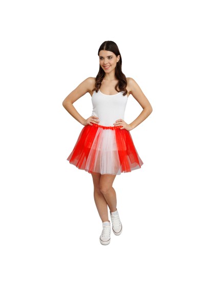 WHITE AND RED SUPPORTER TUTU ONE SIZE - 39CM