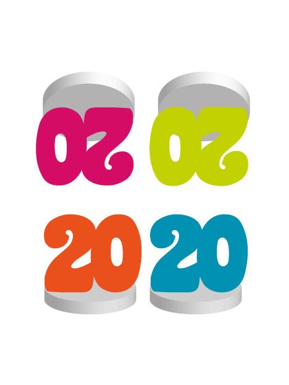 SET 4 MARQUE-PLACES 20ANS COL ASS  4CM