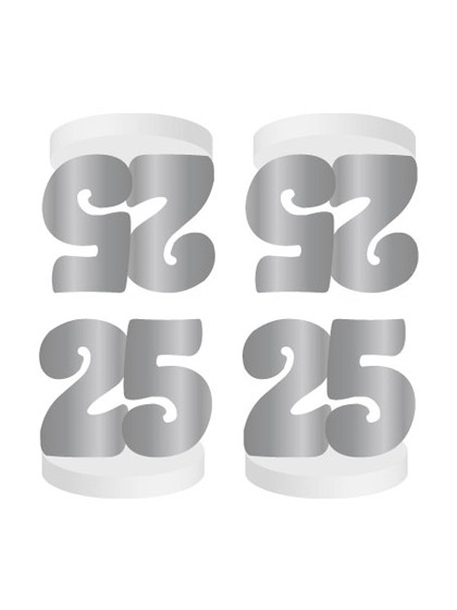 SET 4 MARQUE-PLACES 25ANS ARGENT  4CM