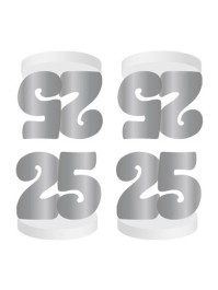 SET OF 4 TABLE PLACE CARD HOLDERS 25 YEARS SILVER 