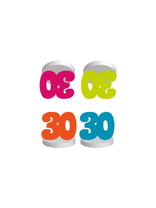 SET 4 MARQUE-PLACES 30ANS COL ASS  4CM