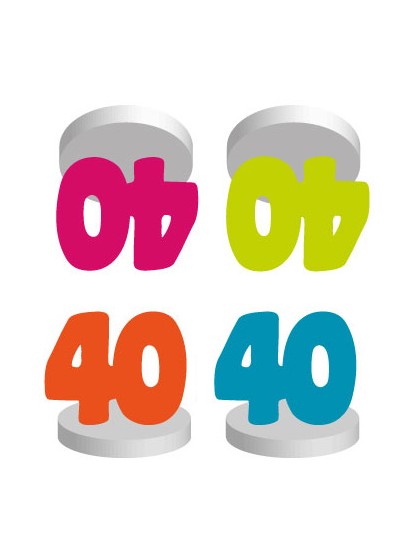 SET 4 MARQUE-PLACES 40ANS COL ASS  4CM