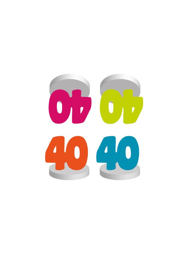 SET 4 MARQUE-PLACES 40ANS COL ASS  4CM