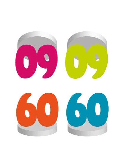 SET 4 MARQUE-PLACES 60ANS COL ASS  4CM