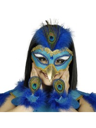 SET PEACOCK 3 PIECES: MASK COLLAR BRACELET 