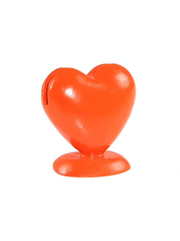 8 RESIN DARK ORANGE HEART SHAPE CARD HOLDER 