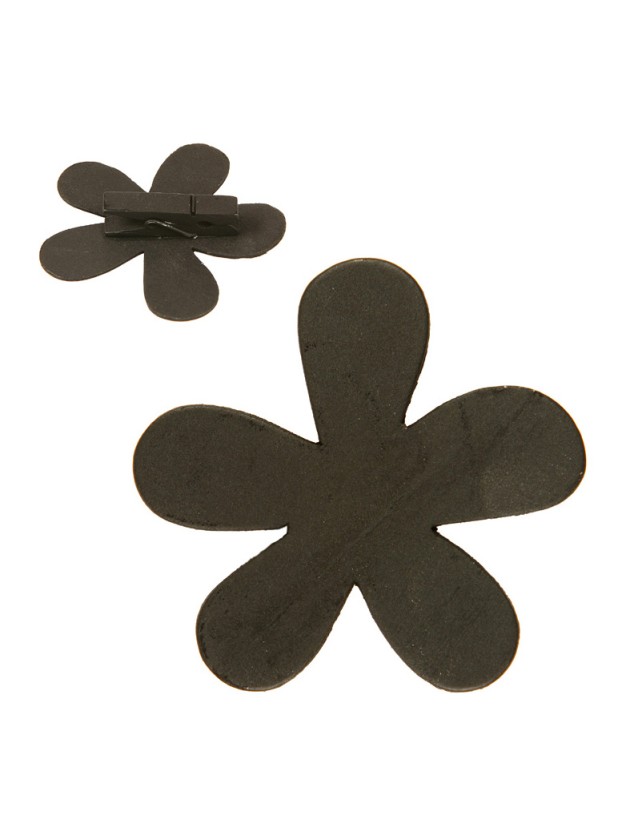 BOITE 12 FLEURS SUR PINCE NOIR  6CM