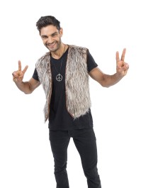 GILET 70\'S FOURRURE BRUN UNISEXE TU