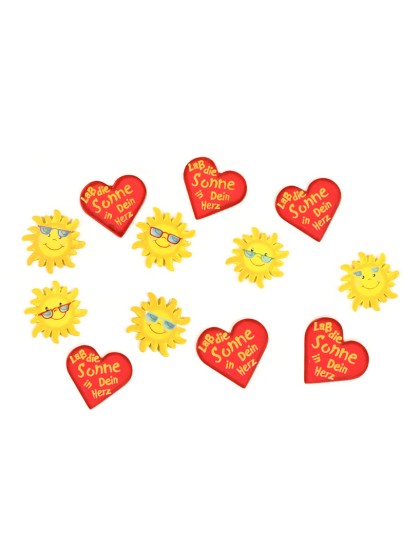 SACHET 12 STICKERS COEUR SOLEIL MOD ASS  4CM