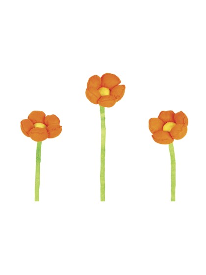 FLEUR SUR TIGE MOUSSE ORANGE  6,5X50CM