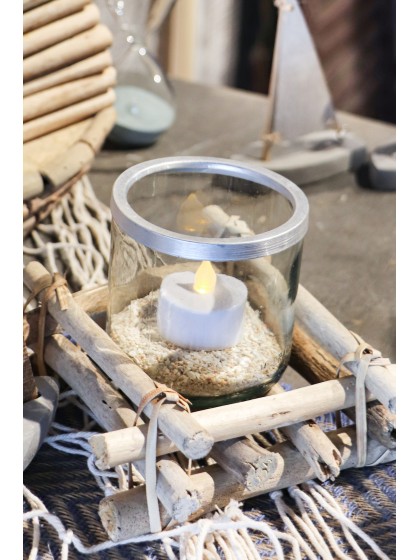 CANDLEHOLDER WITH SAND 15CM X 15CM