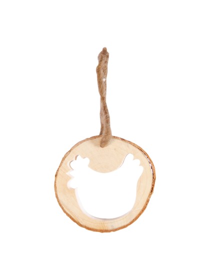 HANGING HOLLOW WOODEN HEN 10CM 