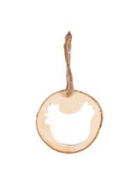 HANGING HOLLOW WOODEN HEN 10CM 