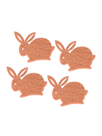 BAG OF 12 BROWN FELT RABBITS 4CM