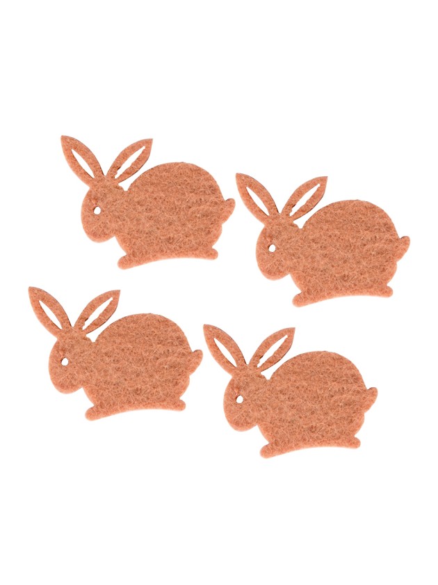 BAG OF 12 BROWN FELT RABBITS 4CM