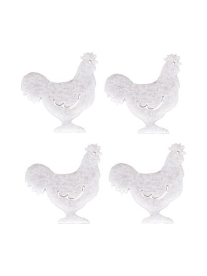 BAG OF 12 WHITE FELT COCKS 4CM