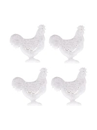 SACHET 12 COQS FEUTRINE BLANC 4CM