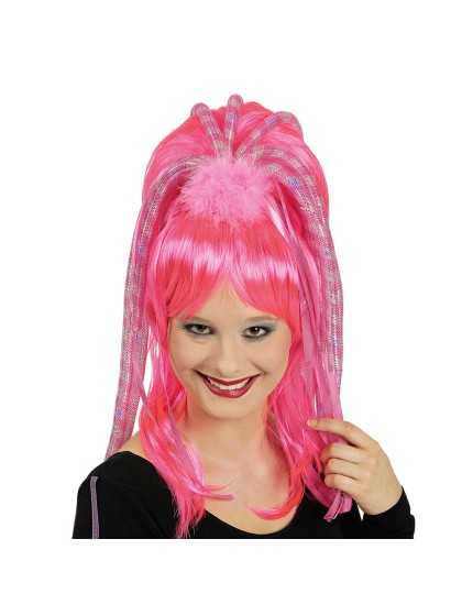 HEADBAND WITH CRAZY LIGHTING HAIR - PINK AND SILVER 