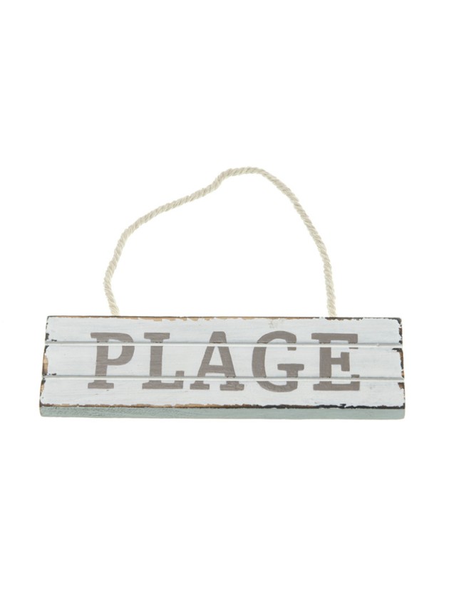 HANGING WHITE LIGHT BROWN WOODEN PLAGE BOARD 15CM X 4.5CM