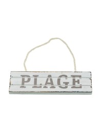 HANGING WHITE LIGHT BROWN WOODEN PLAGE BOARD 15CM X 4.5CM