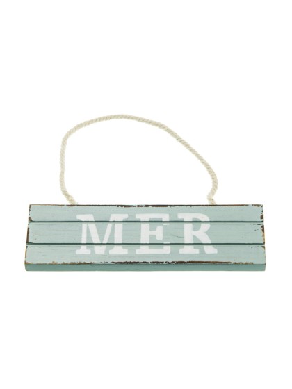 PANCARTE BOIS MER A SUSP BLEU BLANC 15CM X 4.5CM