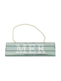 PANCARTE BOIS MER A SUSP BLEU BLANC 15CM X 4.5CM