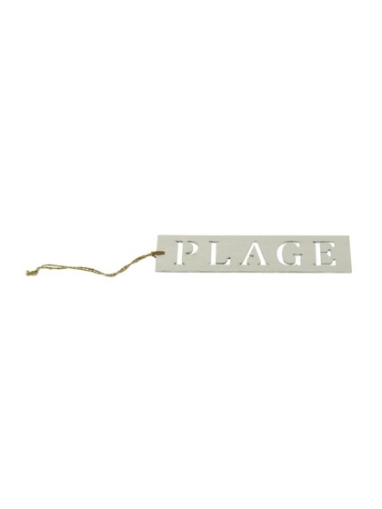 WHITE WOODEN PLAGE BOARD WITH TIE 3.5CM X 15CM