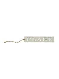 PLAQUETTE BOIS PLAGE BLANC AVEC LIEN 3.5CM X 15CM