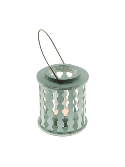 SKY BLUE WOODEN LANTERN WITH GLASS CANDLE HOLDER 13.5CM X 11.5CM