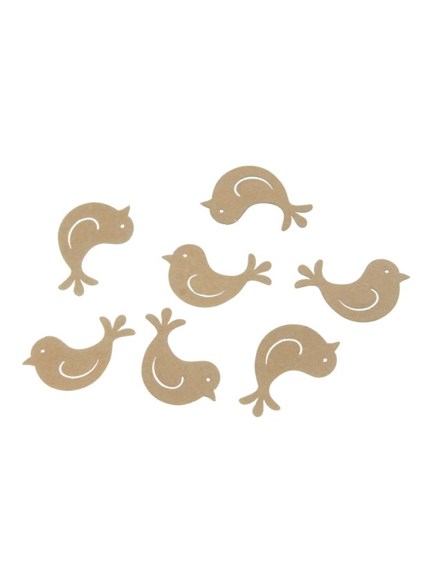 SET OF 24 ADHESIVE KRAFT BIRDS 3.5CM X 4CM