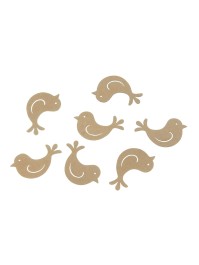 SET OF 24 ADHESIVE KRAFT BIRDS 3.5CM X 4CM