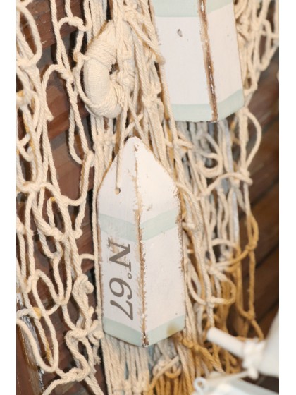 HANGING WHITE SKY BLUE WOODEN FLOAT 12CM
