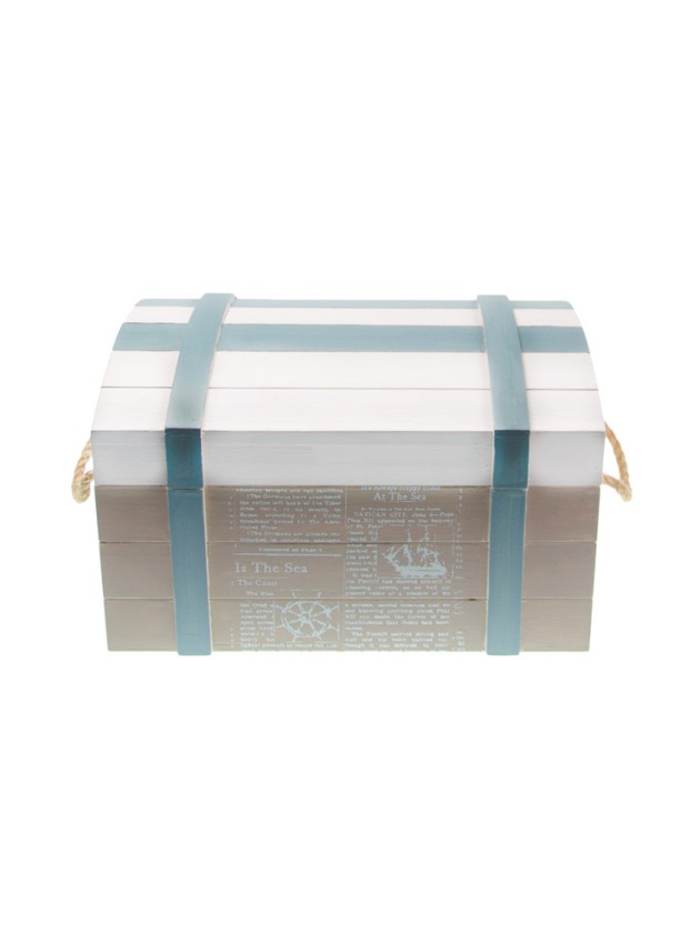 SET OF 3 BLEACHED SKY BLUE WOODEN MARINE SAFE 30CM X 20CM X 17CM/ 22CM X 15CM X 11CM/ 15CM X 10CM X 9CM